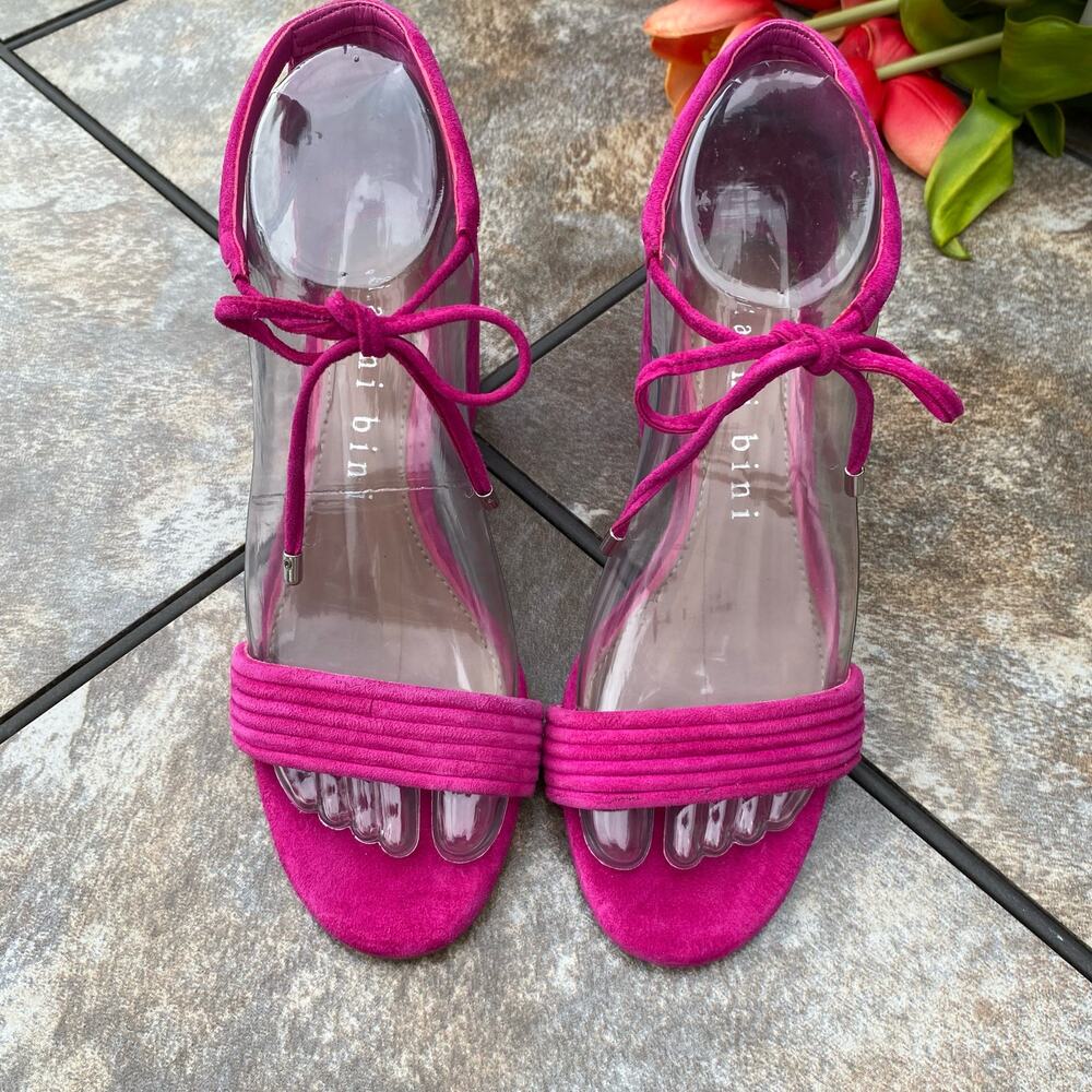 Gianni Bini Rhiaann Ankle Tie Block Heel Dress Sandals Size 6.5 Bright - Picture 4 of 11